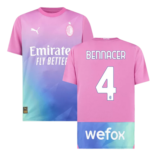 AC Milan BENNACER #4 Third Jersey 2023/24 Pink & Blue Men's