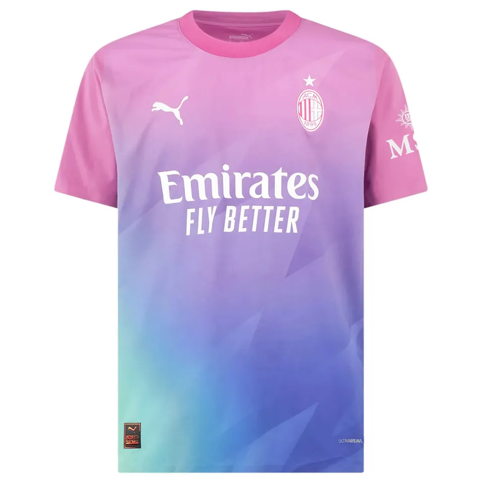 AC Milan BENNACER #4 Third Jersey 2023/24 Pink & Blue Men's - The World Jerseys