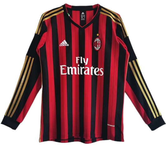 AC Milan Retro Home Long Sleeve Jersey 2013/14 Red & Black Men's