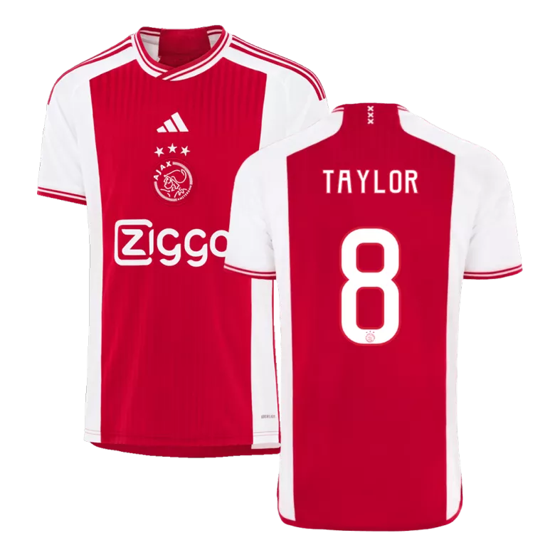 Ajax TAYLOR #8 Home Jersey 2023/24 Red & White Men's