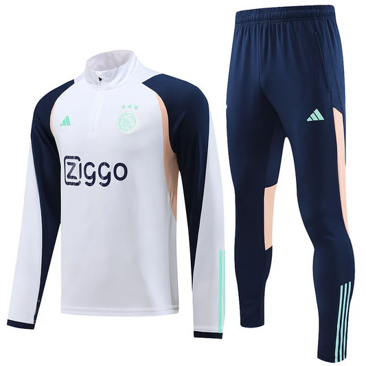 Ajax 1/4 Zip Training Tracksuit 2023/24 White Men's