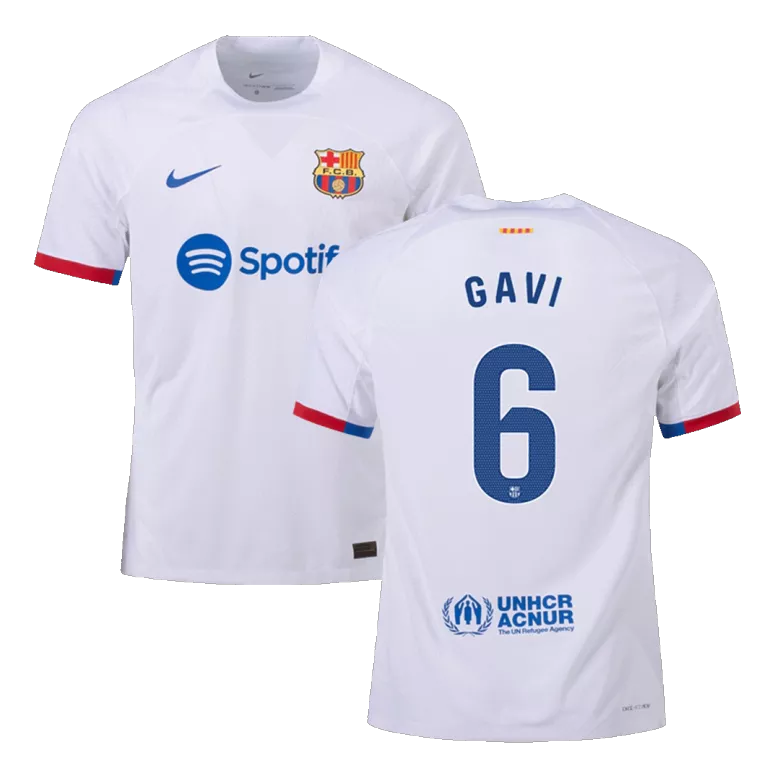 Barcelona GAVI #6 Away Jersey Player's Version 2023/24 White Men's - The World Jerseys
