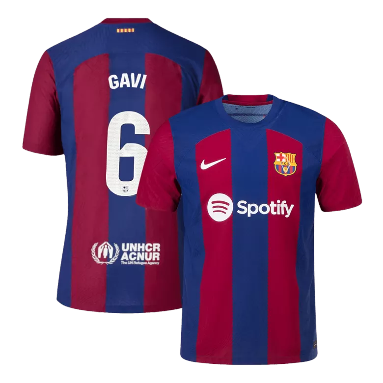Barcelona GAVI #6 Home Jersey Player's Version 2023/24 Blue & Red Men's - The World Jerseys
