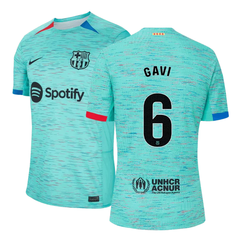 Barcelona GAVI #6 Third Jersey Player's Version 2023/24 Blue Men's - The World Jerseys