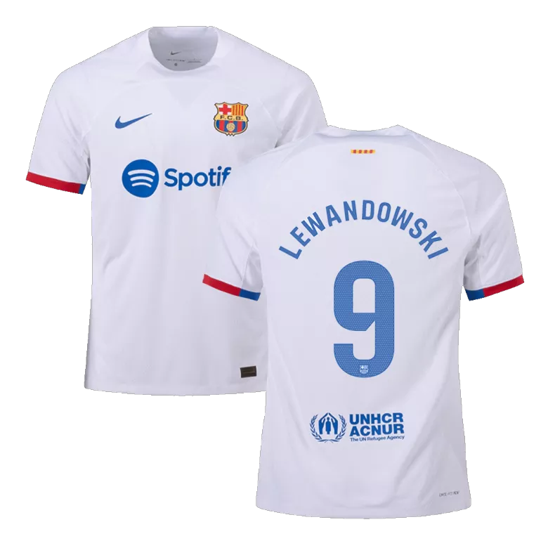 Barcelona LEWANDOWSKI #9 Away Jersey Player's Version 2023/24 White Men's - The World Jerseys