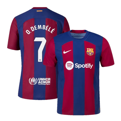 Barcelona O.DEMBÉLÉ #7 Home Jersey Player's Version 2023/24 Blue & Red Men's