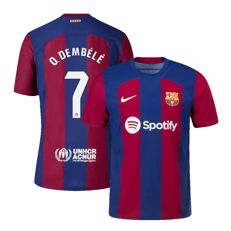 Barcelona O.DEMBÉLÉ #7 Home Jersey Player's Version 2023/24 Blue & Red Men's - The World Jerseys