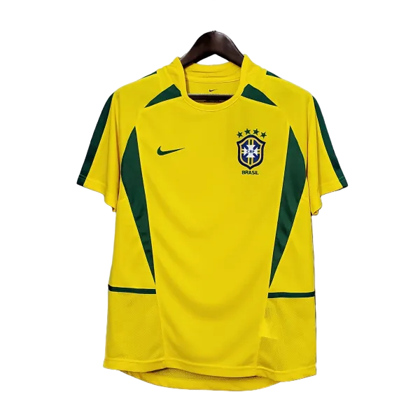 Brazil Retro Home Jersey 2002 Yellow Men's