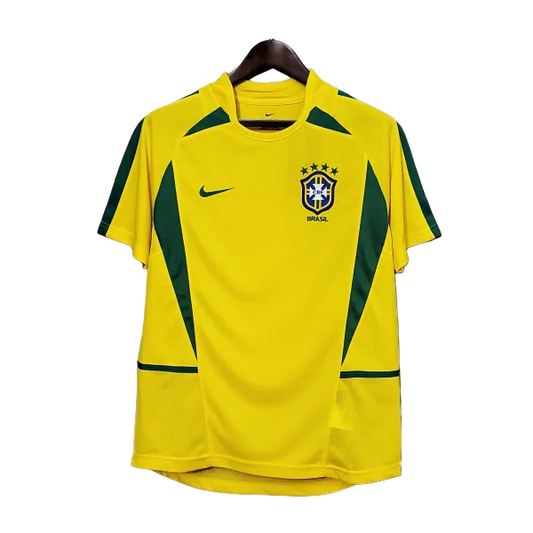 Brazil Retro Home Jersey 2002 Yellow Men's