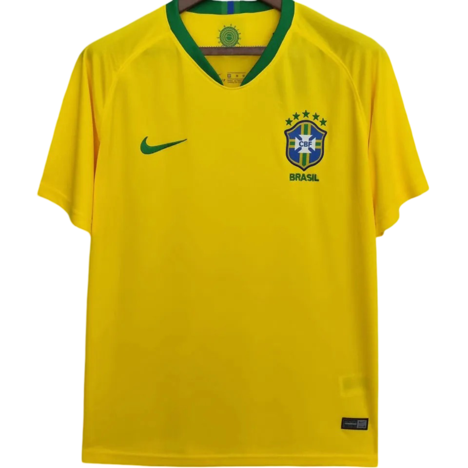 Brazil Retro Home Jersey 2018 Yellow Men's