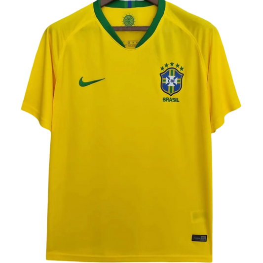 Brazil Retro Home Jersey 2018 Yellow Men's
