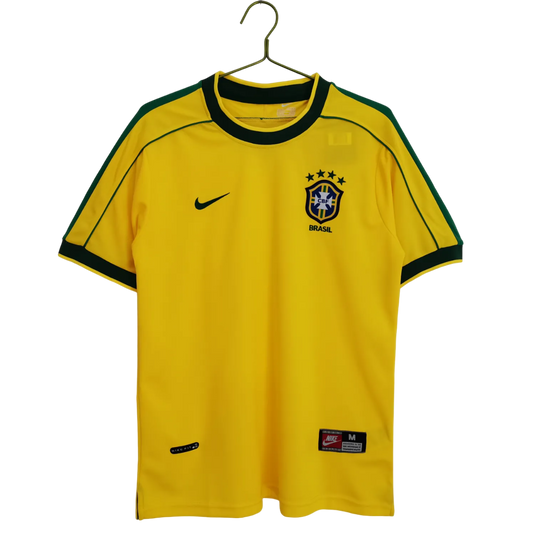 Brazil Retro Home Jersey 1998 Yellow Men's