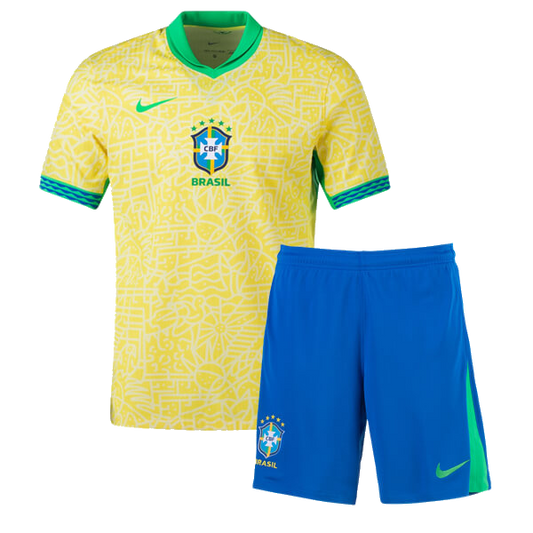 Brazil Home Kit Copa America 2024/25 Yellow Kids