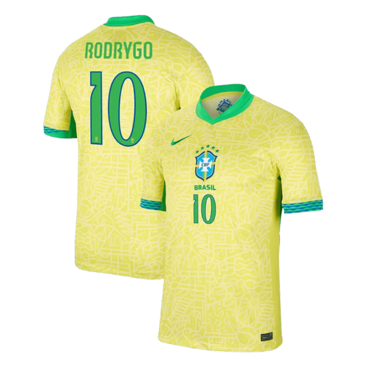 Brazil RODRYGO #10 Home Jersey Copa America 2024/25 Yellow Men's