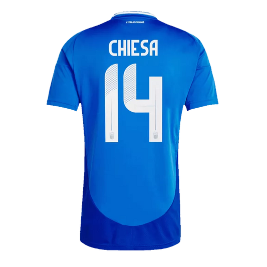 Italy CHIESA #14 Home Jersey Euro 2024 Blue Men's