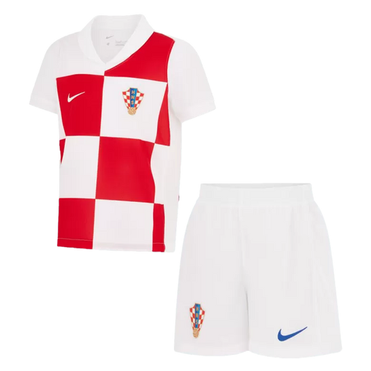 Croatia Home Kit Euro 2024 White & Red Kids