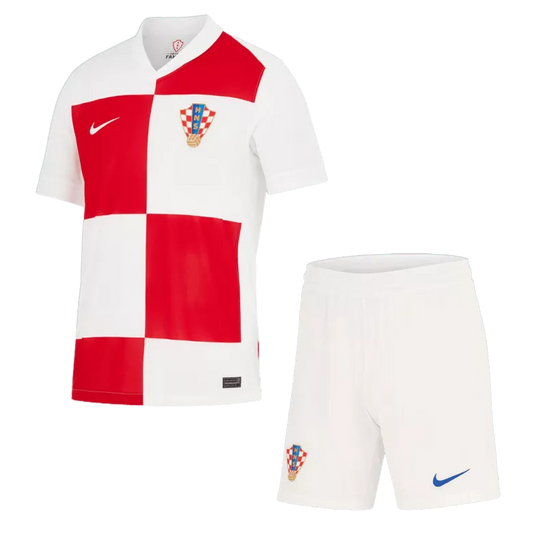 Croatia Home Kit Euro 2024 White & Red Men's