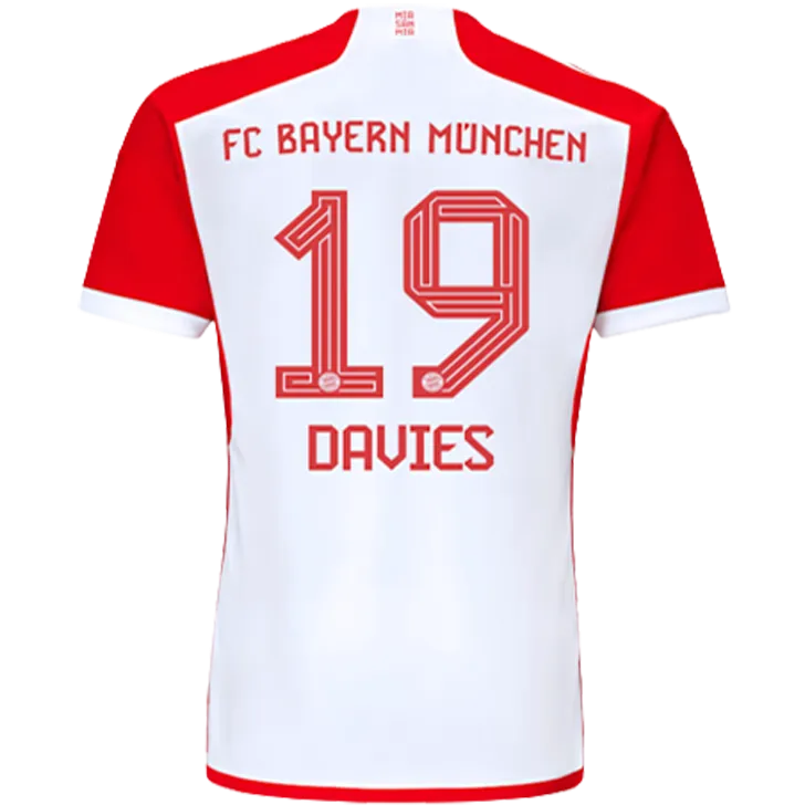 Bayern Munich DAVIES #19 Home Jersey 2023/24 White & Red Men's - The World Jerseys