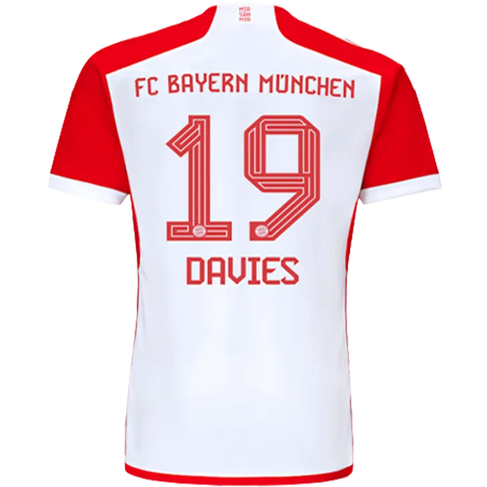Bayern Munich DAVIES #19 Home Jersey 2023/24 White & Red Men's - The World Jerseys
