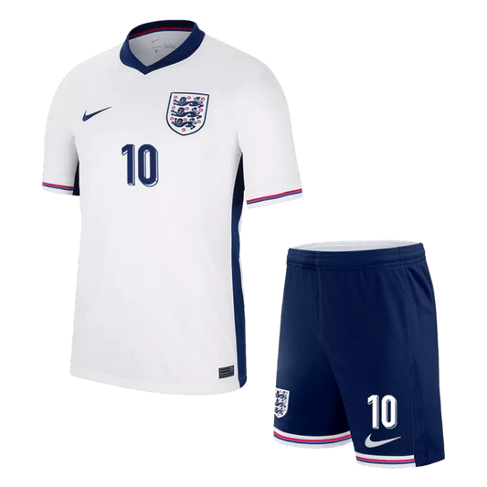 England BELLINGHAM #10 Home Kit Euro 2024 White Kids