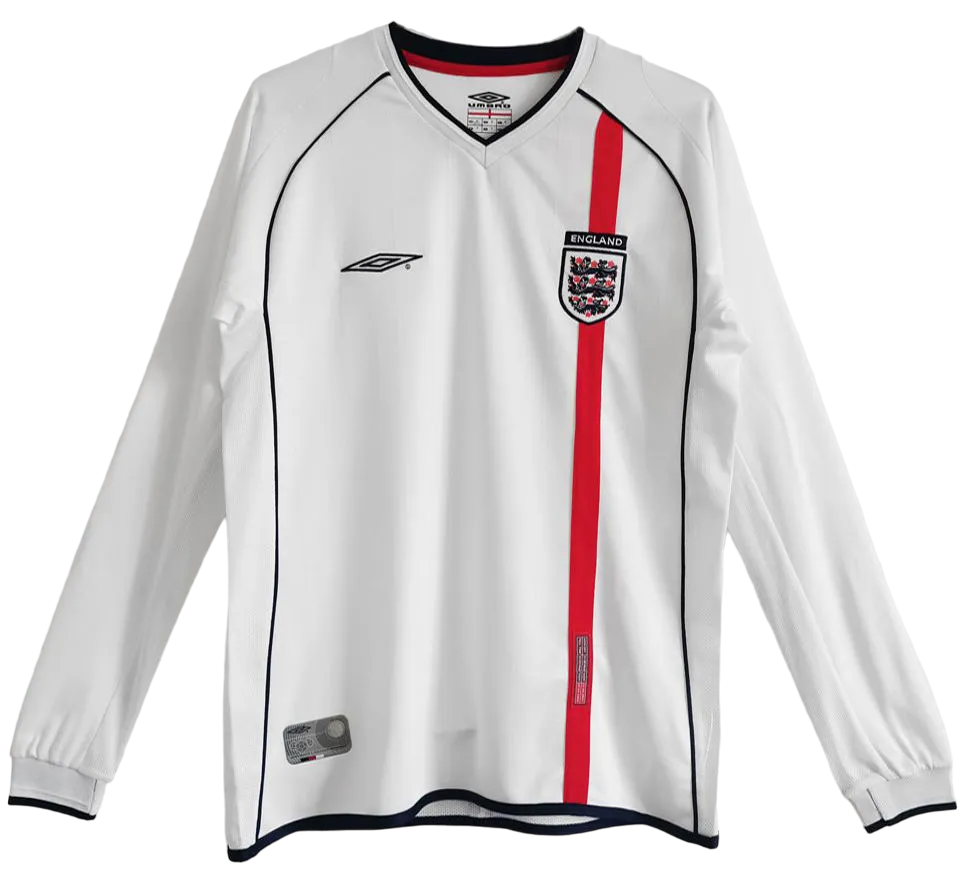 England Retro Home Long Sleeve Jersey 2002 White Men's