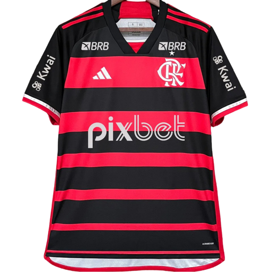 Flamengo Home Jersey (With Sponsor) 2024/25 Red & Black Men's