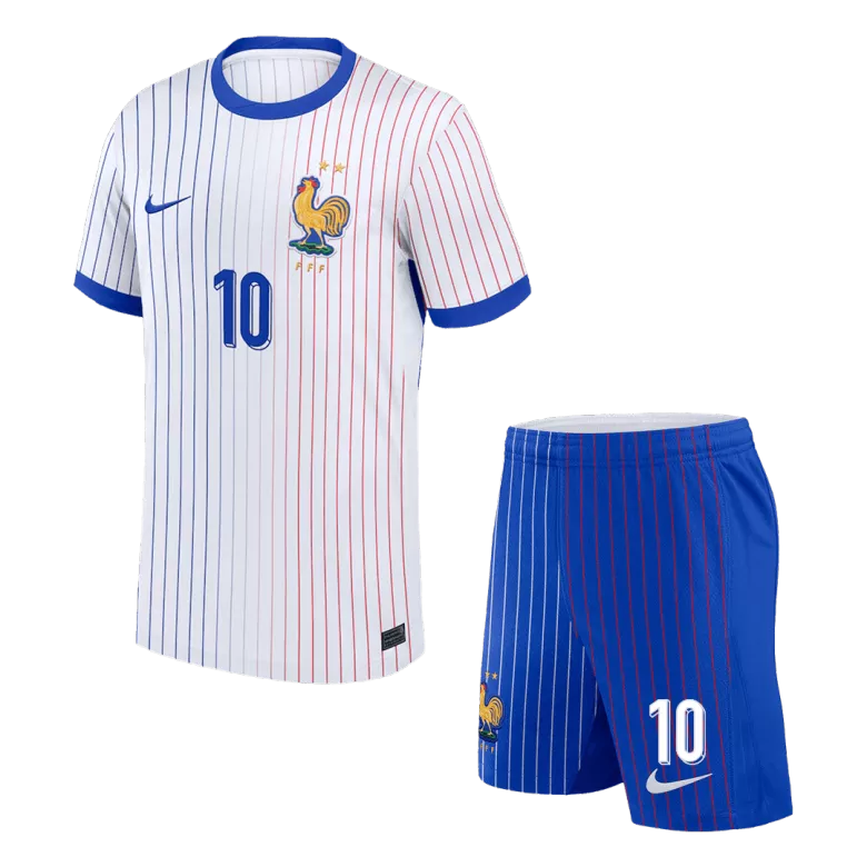 France MBAPPE #10 Away Kit Euro 2024 White & Blue Men's