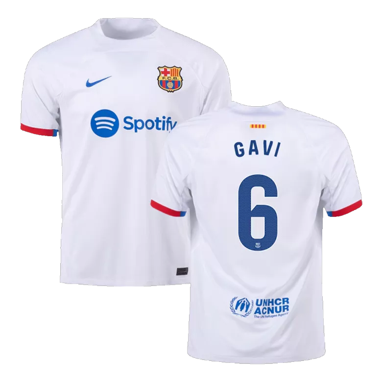 Barcelona GAVI #6 Away Jersey 2023/24 White Men's - The World Jerseys