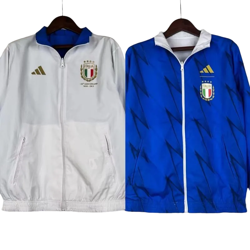 Italy Windbreaker Reversible Jacket 2023/24 Blue & White Men's