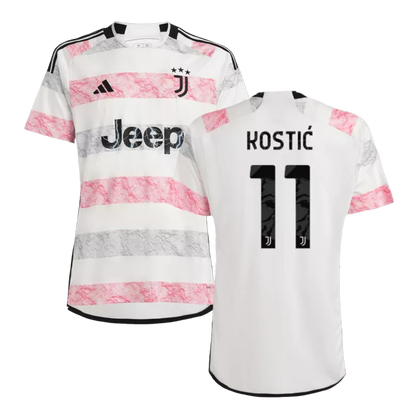Juventus KOSTIĆ #11 Away Jersey 2023/24 White & Pink Men's