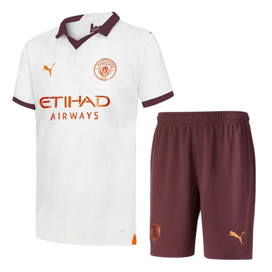 Manchester City Away Kit 2023/24 White & Brown Men's