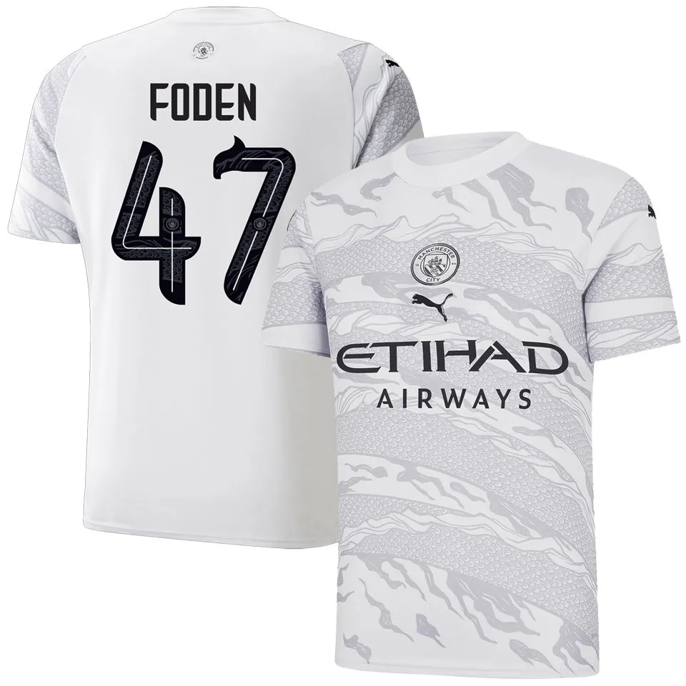 Manchester City FODEN #47 Year of the Dragon Jersey 2023/24 White & Grey Men's