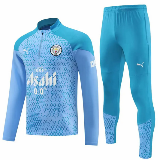 Manchester City Home 1/4 Zip Tracksuit 2023/24 Blue Men's - The World Jerseys