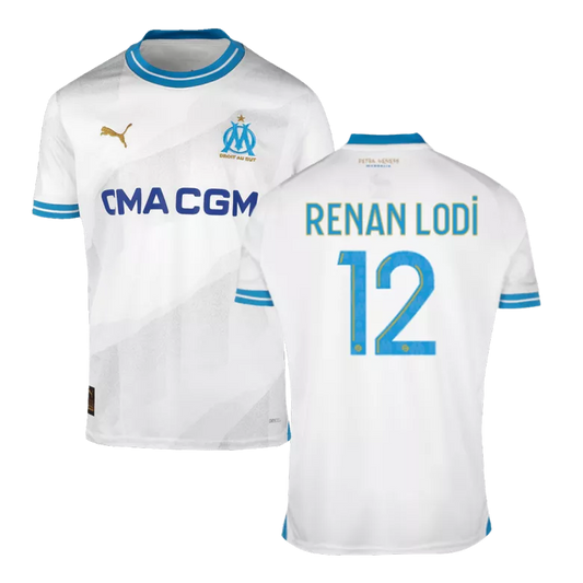 Marseille RENAN LODI #12 Home Jersey 2023/24 White Men's