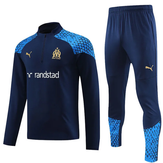 Marseille 1/4 Zip Training Tracksuit 2023/24 Navy Blue Men's