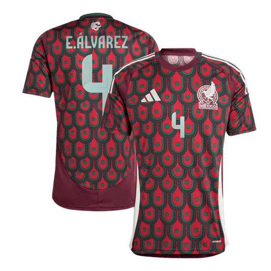 Mexico E.ÁLVAREZ # Home Jersey Copa America 2024/25 Brown & Red Men's