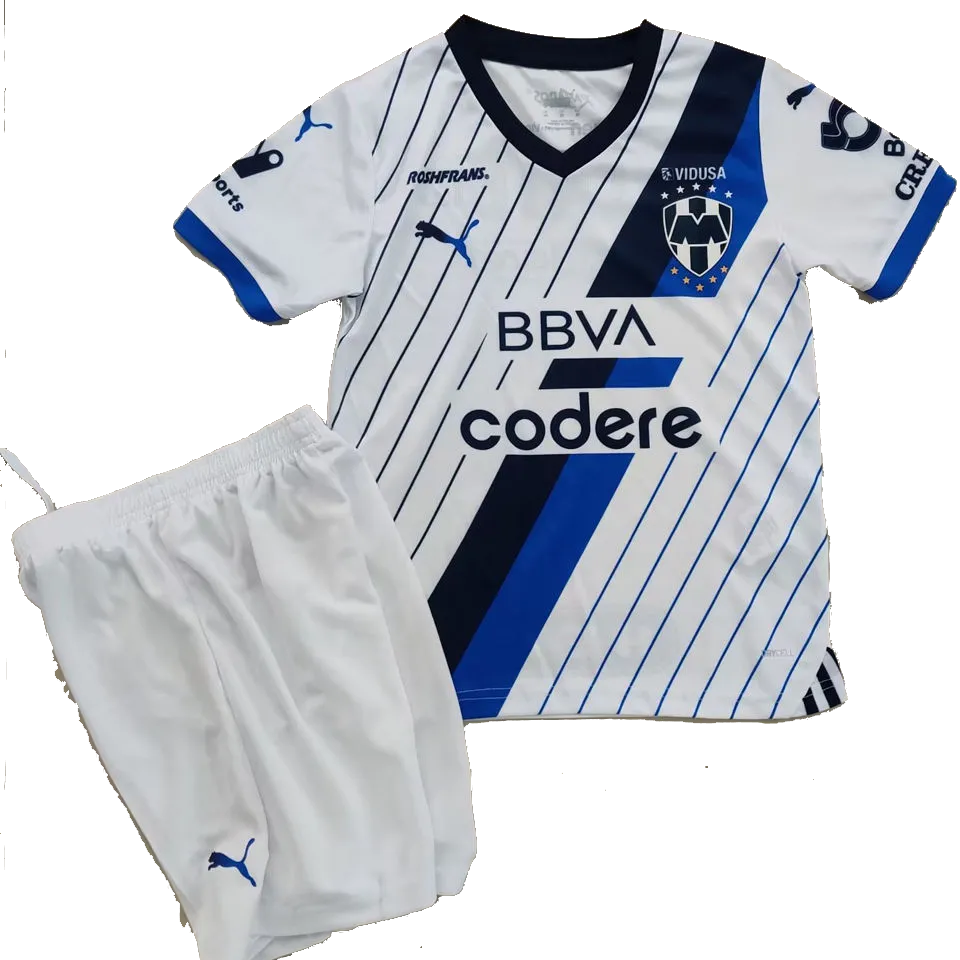 Monterrey Away Kit 2023/24 White & Blue Kids