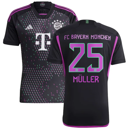 Bayern Munich MULLER #25 Away Jersey 2023/24 Black Men's - The World Jerseys