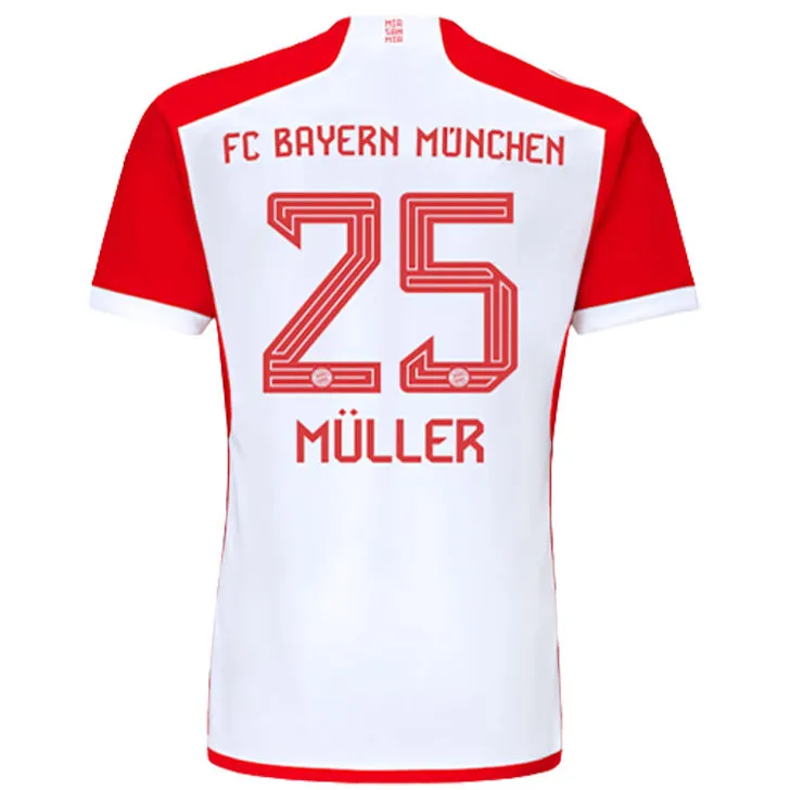 Bayern Munich MULLER #25 Home Jersey 2023/24 White & Red Men's - The World Jerseys