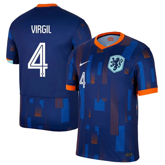 Netherlands VIRGIL #4 Away Jersey Euro 2024 Blue Men's
