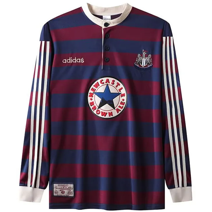 Retro Newcastle Away Long Sleeve Jersey 1995/96 Blue & Red Men's