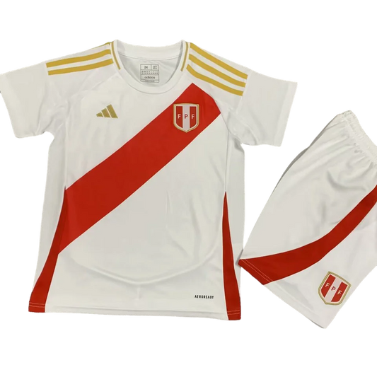 Peru Home Kit Copa America 2024/25 White & Red Kids