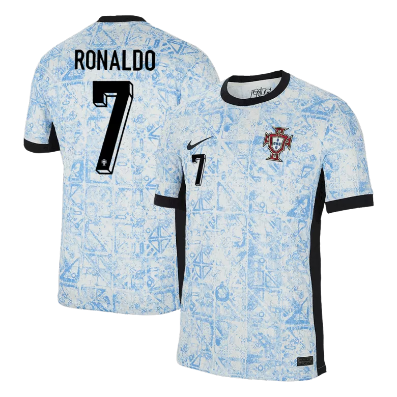 Portugal RONALDO #7 Away Jersey Euro 2024 White & Blue Men's