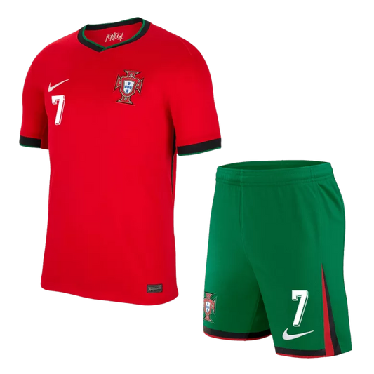 Portugal RONALDO #7 Home Kit Euro 2024 Red & Green Men's