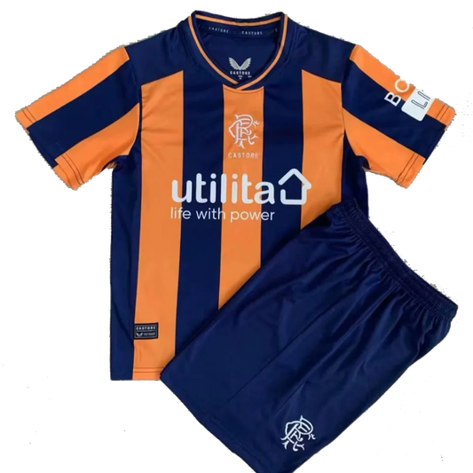 Glasgow Rangers Third Kit 2023/24 Orange & Blue Kids
