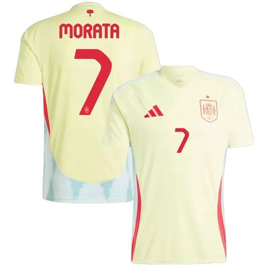 Spain MORATA #7 Away Jersey Euro 2024 Yellow Men's