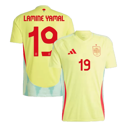 Spain LAMINE YAMAL #19 Away Jersey Euro 2024 Yellow Men's