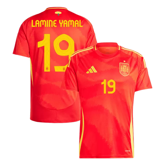 Spain LAMINE YAMAL #19 Home Jersey Euro 2024 Red Men's
