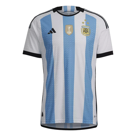 Argentina Home 3 Stars World Cup Jersey Player's Version 2022/23 Blue Men's