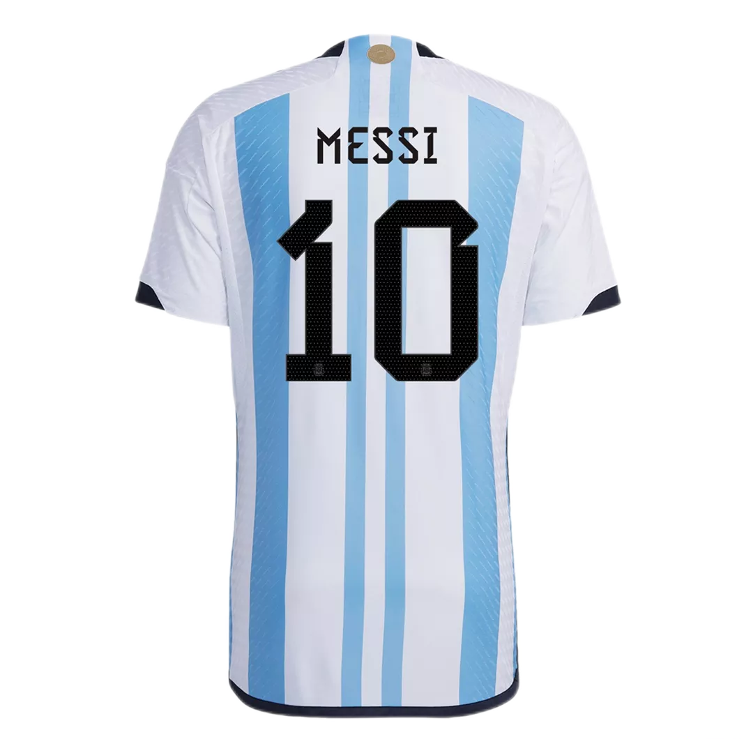 Argentina Messi #10 Home 3 Stars Jersey Player's Version 2022/23 Blue Men's